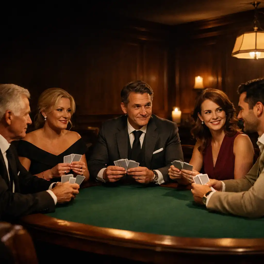 Guests gathered around a green felt table in The Gilde Dodds Card Room